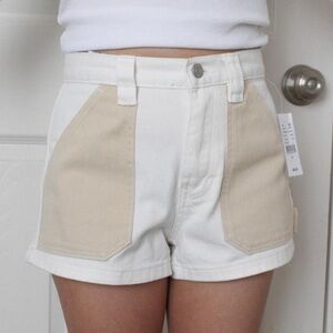 PacSun White and Tan High Waist Shorts